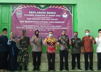 Polsek Rajadesa Bersama unsur Muspika Deklarasikan Pilkades Serentak Kabupaten Ciamis