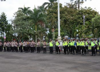 Ratusan Personel Gabungan Polres Ciamis Gelar Apel Siaga Pengamanan Jelang Malam Takbir