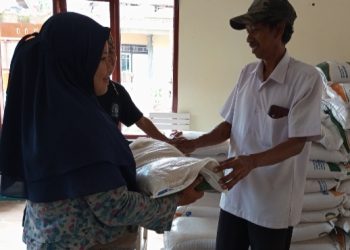 Desa Sukasenang Salurkan Beras Bantuan Program Pemerintah Sebanyak 1255 Karung.