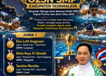 Tiga Emas dan Dua Perunggu, Kontingen SMP Kabupaten Tasikmalaya Bersinar di O2SN Jawa Barat 2026