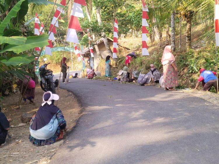 Sambut HUT RI ke-81, Warga Dusun Bojong Kompak Bersihkan Lingkungan dan Hiasi Jalan dengan Merah Putih