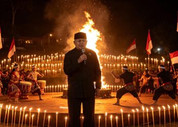 Seribu Obor Terangi Malam Kemerdekaan di Curug Batu Blek, Santanamekar